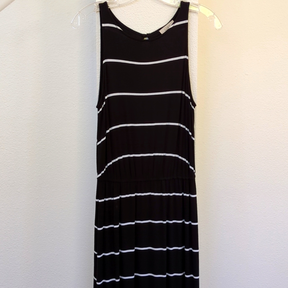 LOFT Black with white stripes maxi dress, SP